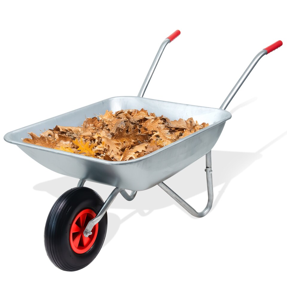 image 1 of Heavy Duty 65L Galvanised Metal Wheelbarrow Home Garden Cart or Tyre - 100Kg