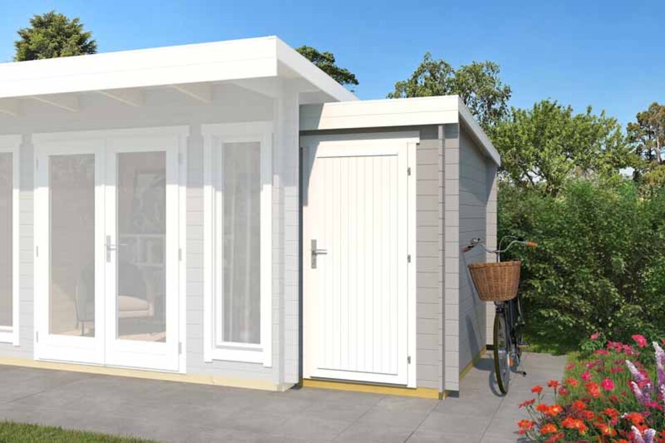 image 1 of Bike Extension 2000-Log Cabin, Wooden Garden Room, Timber Summerhouse, Home Office - L130 x W220 x H210.9 cm | Brown