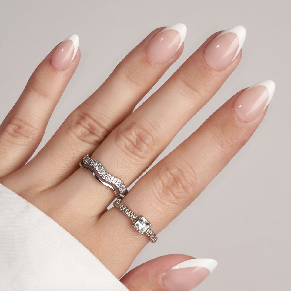 image 1 of Everyday Elegance - Press On Nails Pink | white