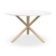 image 3 of Malvern Round Dining Table 4-6 Seater w Solid Oak Legs | White | White Marble