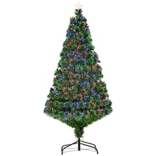 HOMCOM 5FT PreLit Fibre Optic Artificial Christmas Tree Holiday Xmas Decor with Tree Topper MultiColour
