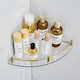image 3 of Living and Home Glass Corner Shelf for Bathroom 1-Tier Set of 2 - Gold