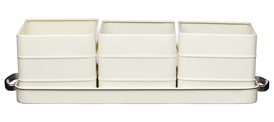 image 1 of KitchenCraft Living Nostalgia Indoor Metal Herb Pots and Tray Set