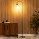 image 1 of ValueLights Bronx Industrial Style Black Metal Curved Stem Floor Lamp - Bulb Included