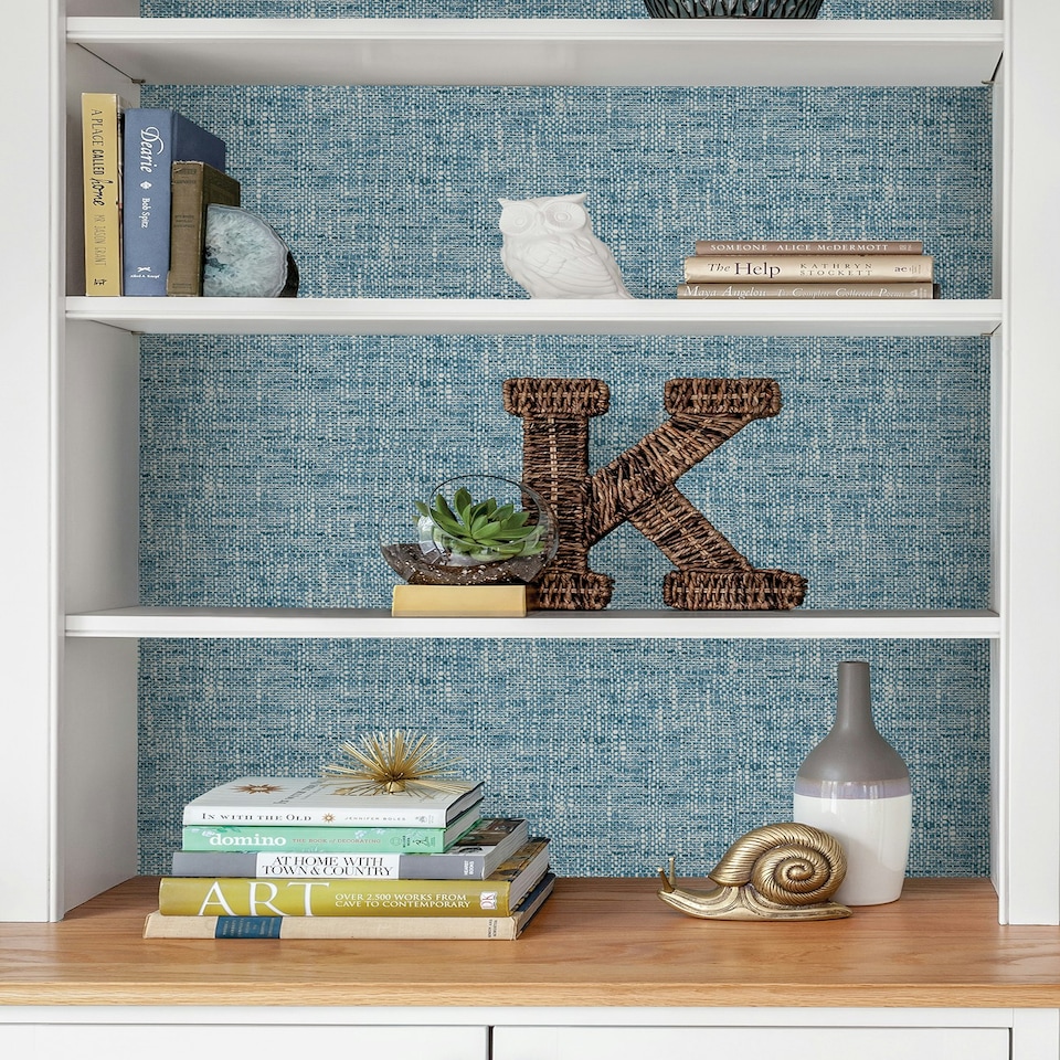 image 1 of NuWallpaper NU2918 Navy Poplin Textured Peel & Stick Wallpaper, Navy Multi