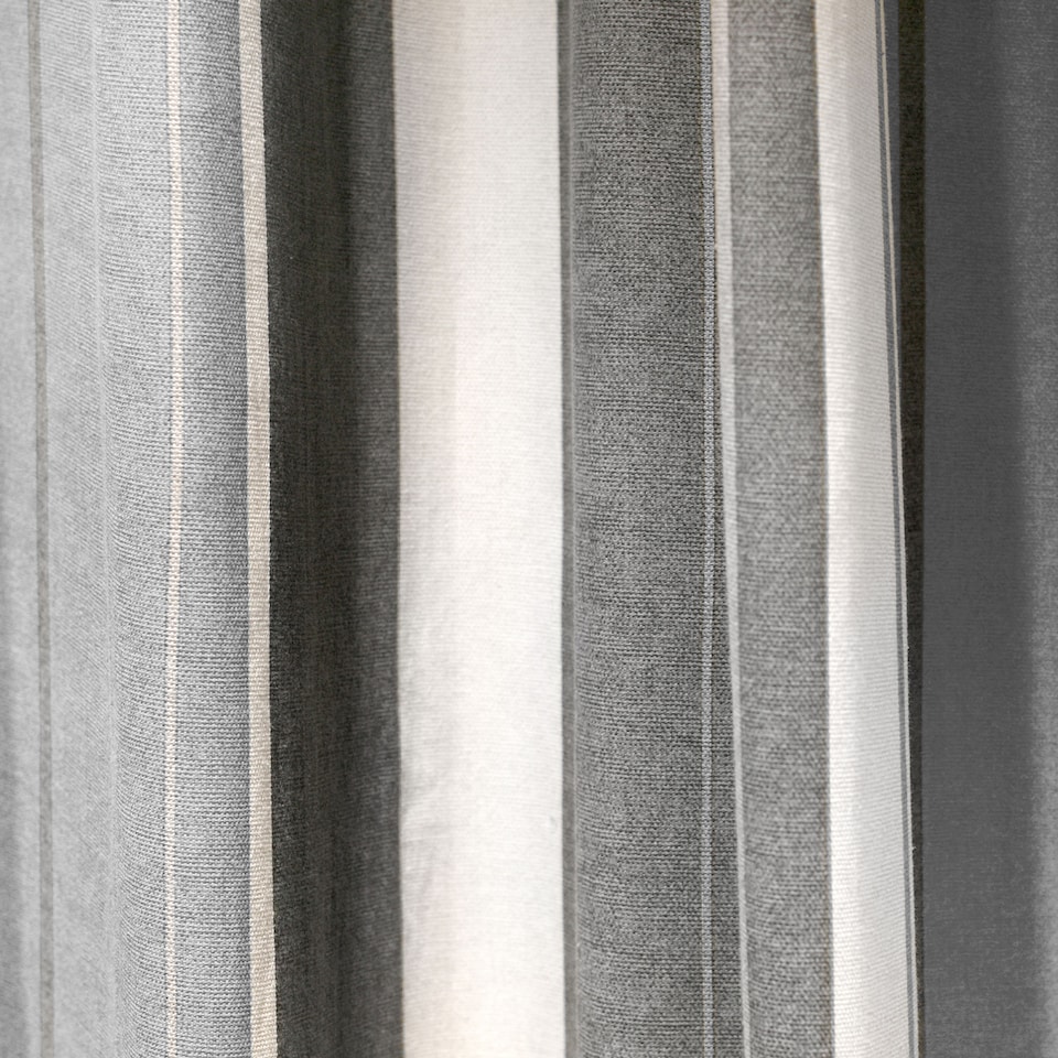 image 1 of Fusion Whitworth Stripe Eyelet Curtains Grey