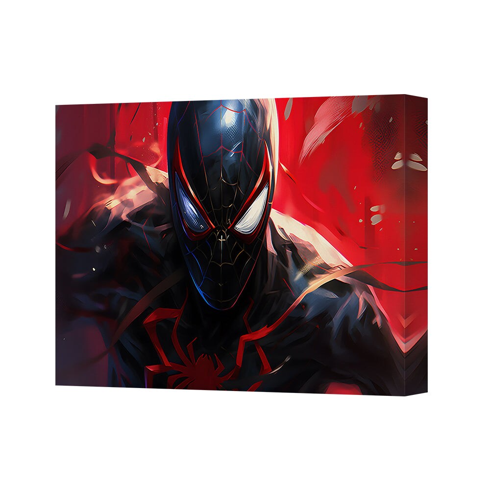 Spider Man Black Suit Canvas Wall Art Miles Morales Print