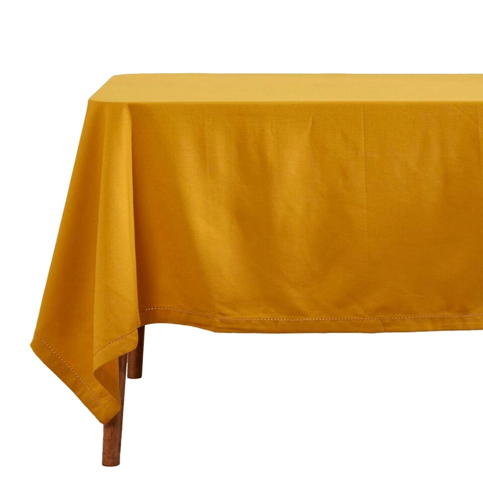 image 1 of Homescapes Mustard Yellow Tablecloth - 137 x 228 cm Yellow