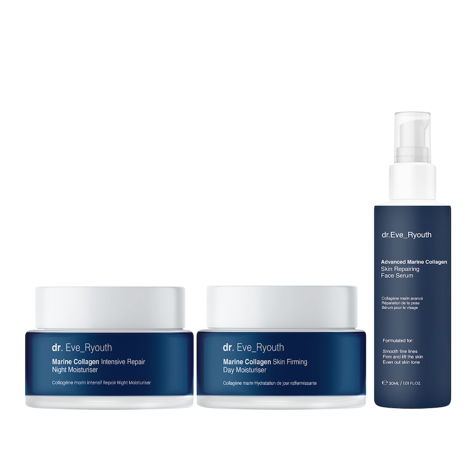 image 1 of Dr. Eve_Ryouth Advanced Marine Collagen Skin Repairing Face Serum 30ml + Marine Collagen Skin Firming Day Moisturiser 50ml + Marine Collagen Intensive Repair Night Moisturiser 50ml