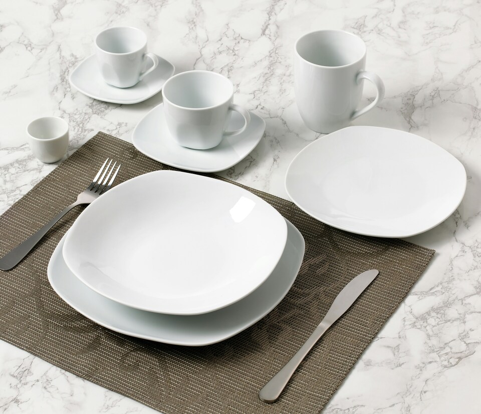 image 1 of 54pc White Square Athena Dinner Set