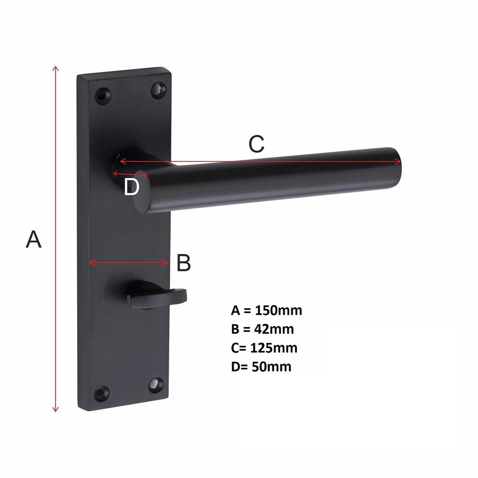image 1 of Golden Grace Bathroom Set T-Bar Lever Backplate Door Handle Matt Black Finish - 150mm x 40mm Black