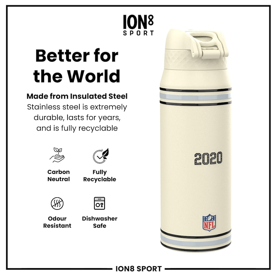 image 1 of NFL x Sports, Vacuum Insulated Steel Bottle, Series, 750ml (24oz) | Cream | NFL Throwback Raiders | One Size