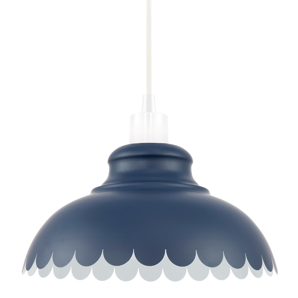 image 1 of Industrial and Modern Petal Design Navy Blue Metal Ceiling Pendant Light Shade | Blue