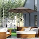 image 2 of Outsunny 2.5m Wall Mounted Parasol, Hand to Push Outdoor Patio Umbrella with 180 Degree Rotatable Canopy for Porch, Deck, Garden, 250 cm, Khaki