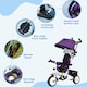 image 6 of HOMCOM 6 in 1 Trike, Kids Tricycle, Pedal Push Bike with Parent Handle, Removable Canopy, 5-Point Safety Belt, Storage, Footrest, Brake, for 1-5 Years Toddler, Purple