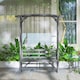 image 9 of Outsunny Garden Bench, Arch Pergola with Natural Wooden Garden Arbour with Seat for VinesClimbing Plants for Outdoor Space, Grey | Grey