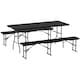 image 1 of Outsunny Rattan Effect Folding Picnic Table and Bench Set w/ Handles, Black