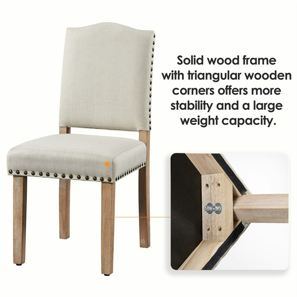 image 1 of Yaheetech Set of 2 Upholstered Kitchen Chairs Dining Room Chairs Cream