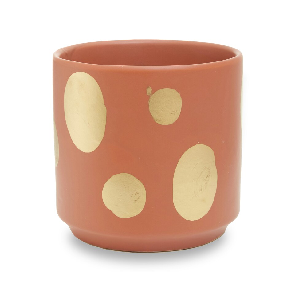image 1 of Interiors by Premier Gold Speckled Ceramic Planter, Modern Small Garden Pot for Home Decor, Ceramic Pots for Indoor Plants Gold