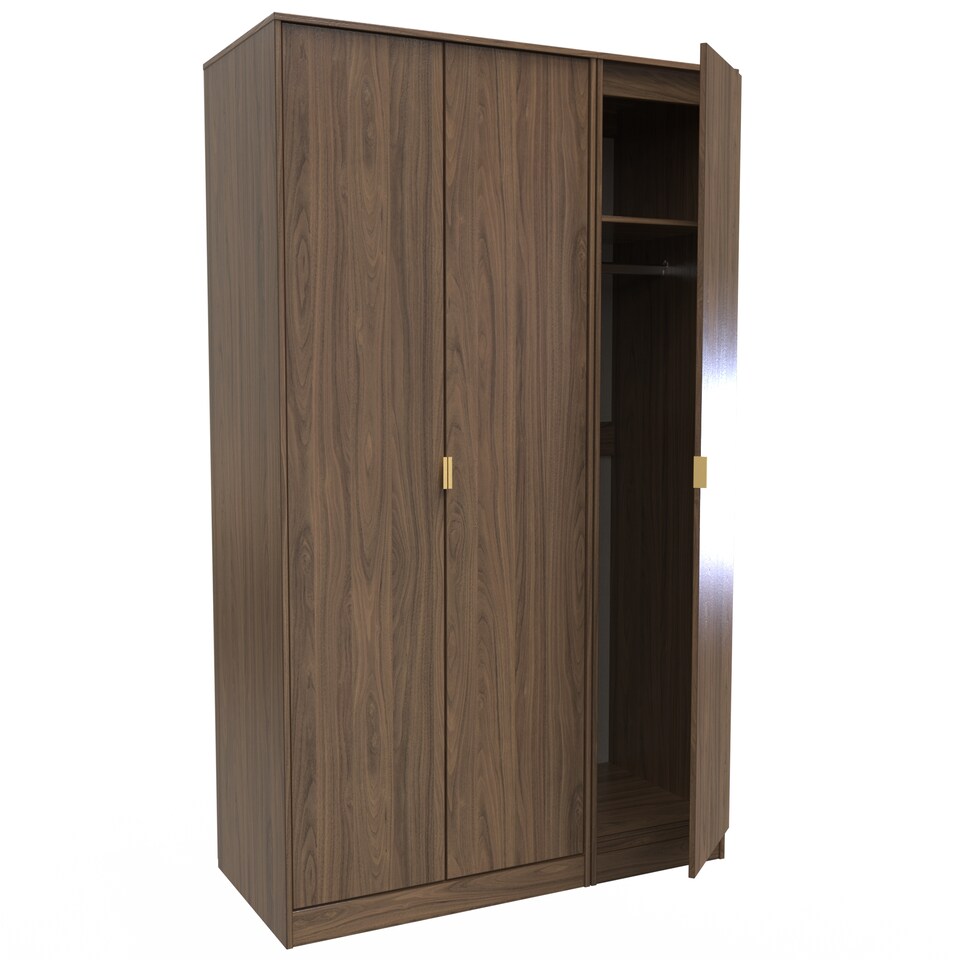 image 1 of Honshu Tall Triple Wardrobe in Carini Walnut (Ready Assembled) | Brown | Carini Walnut