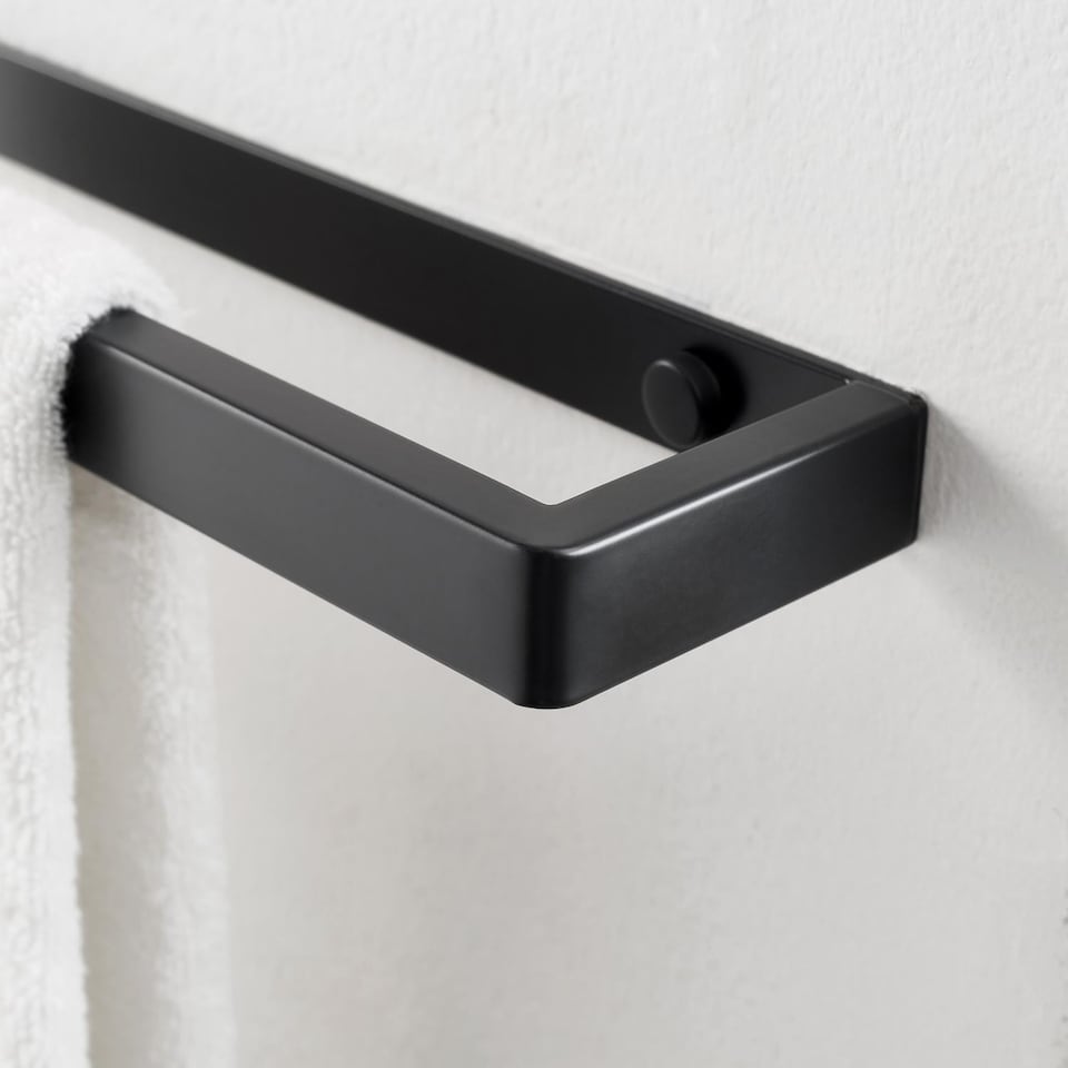 image 1 of House of Home Wall Mounted Black Towel Holder 20cm Rectangle Rail