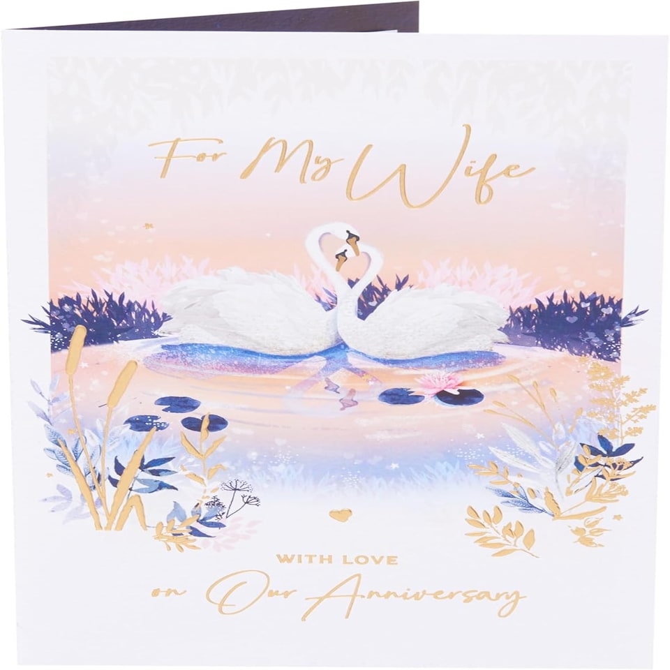 image 1 of Romantic Swans Design Wife Wedding Anniversary Card