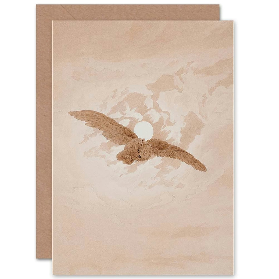 image 1 of Animal Study Friedrich Flying Moonlit Sky Owl Art Card