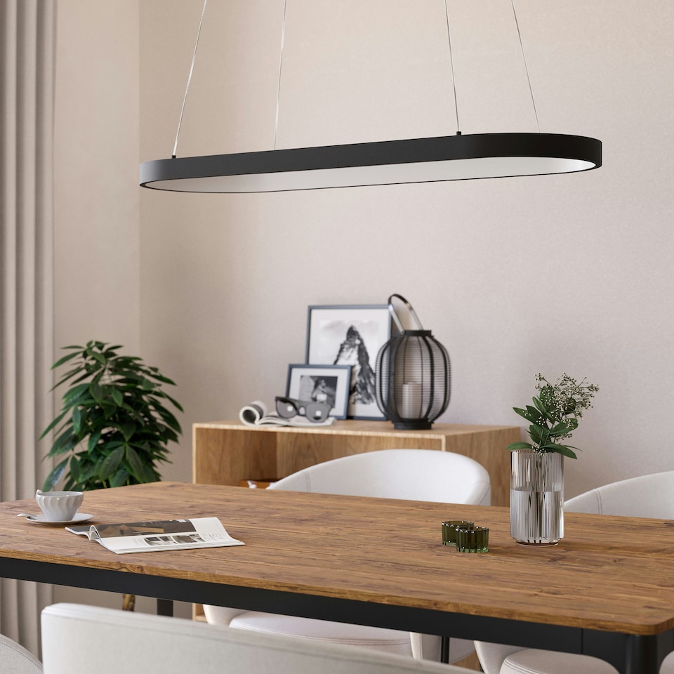 image 1 of EGLO Codriales Modern Black LED Oval Pendant Light WBS Black