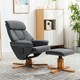 image 2 of Living and Home Swivel Faux Leather Lounge Recliner with Ottoman Grey