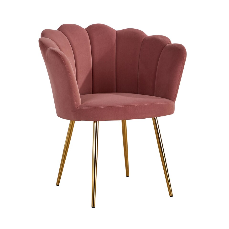 image 1 of Boucle Fabric Scallop Shell Chair Wing Back Armchair Sofa | Pink