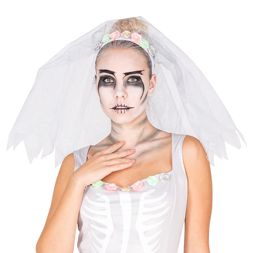 image 1 of Womens Skeleton Bride Costume | White | white | S | 1