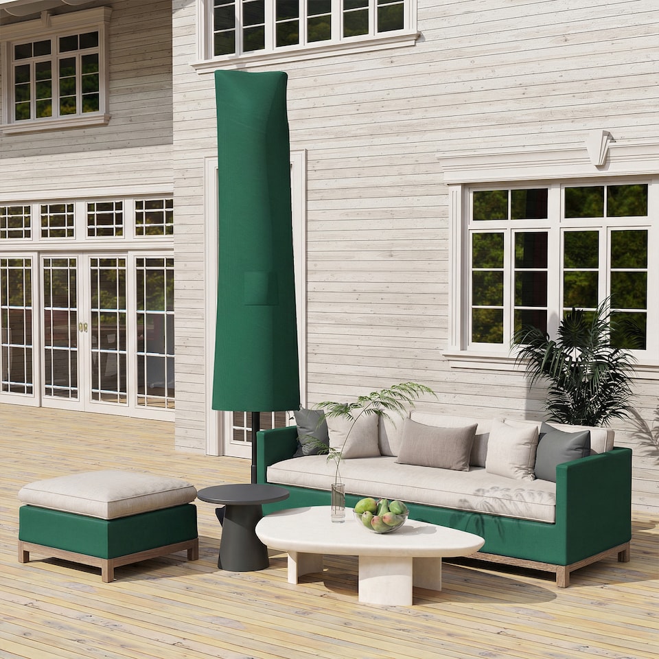 image 1 of Outsunny Garden Parasol Cover, Outdoor Cantilever Banana Umbrella Protector | Green | Green | 240 x 48/70 cm