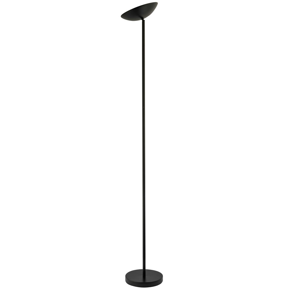image 1 of Designer LED Uplighter Metal Floor Lamp in Matte Black with Memory Dimmer Button