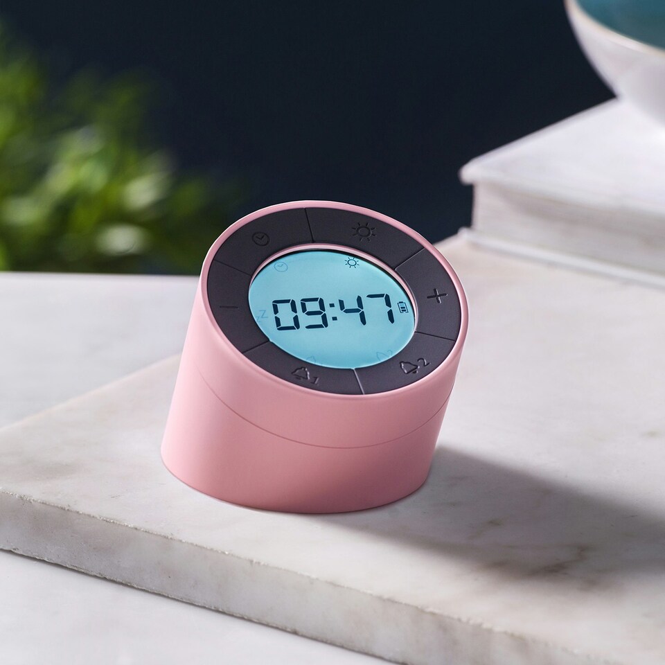image 1 of Gingko Edge Light Alarm Clock Pink