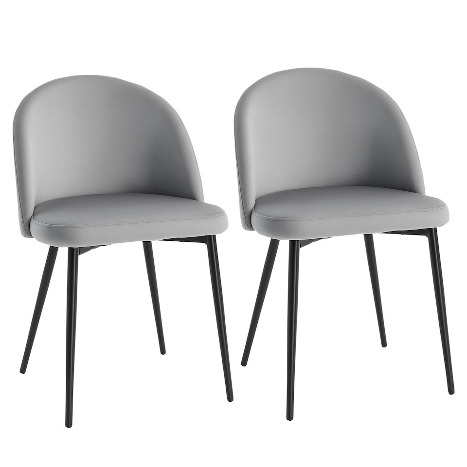 image 1 of HOMCOM Modern Set of 2 Upholstered Fabric Bucket Seat Dining Chairs, Grey