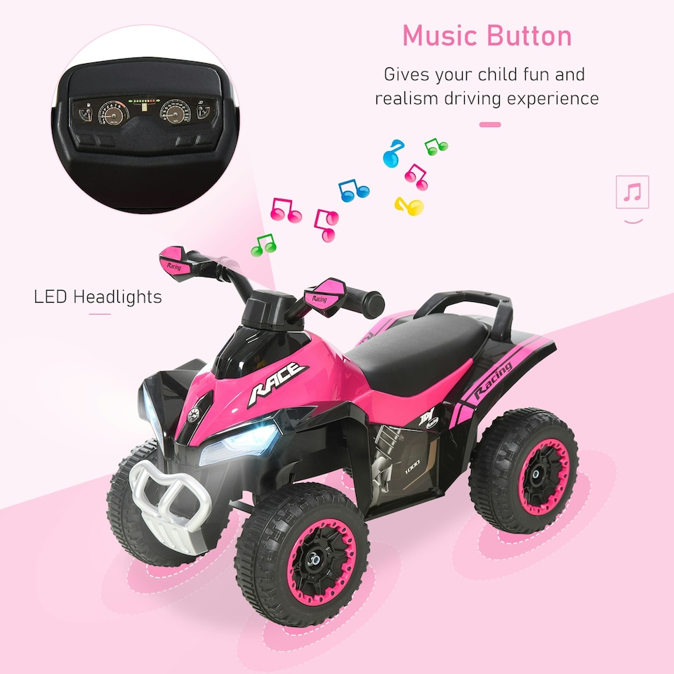 image 1 of HOMCOM No Power Quad Toddler Ride on Car Foot-to-Floor Sliding Pink