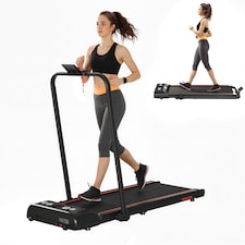 HOMCOM Foldable Walking Treadmill with LED Display, Red