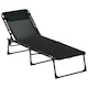 image 1 of Outsunny Folding Beach Chair Chaise Lounge 4 Adjustable Positions, Black