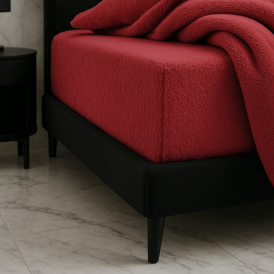 image 1 of Teddy Fitted Sheet 30cm Extra Deep Soft Cuddly Soft Touch Bedding Red | Single