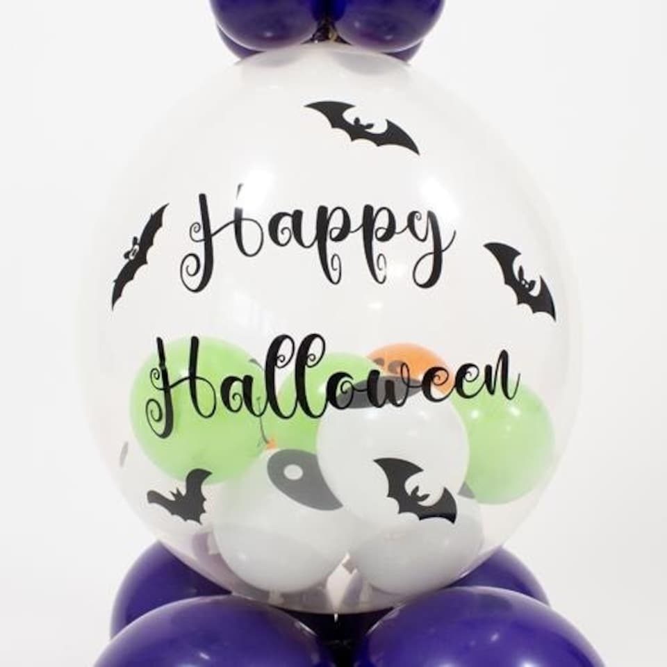 image 1 of Happy Halloween Witch Stuffed Balloon Display - Inflated Balloon In A Box