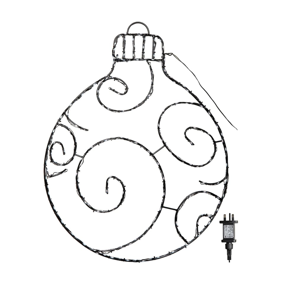 image 1 of 78cm Metal Hanging Christmas Bauble with 245 Static & Twinkling LEDs in Blue & White