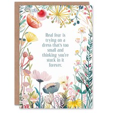 Greeting Card Flowers Real Fear Try On Small Dress Funny Birthday