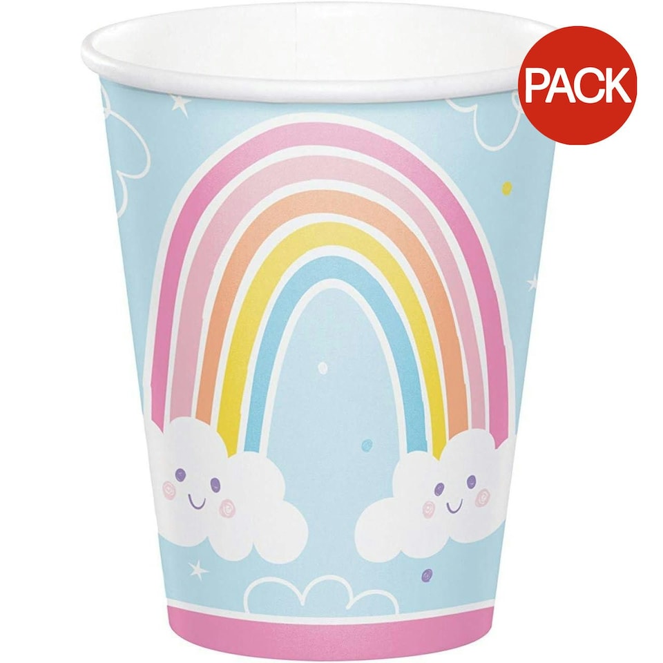 Creative Converting Happy Rainbow Disposable Cup (Pack of 8) - Blue/Multicoloured - One Size