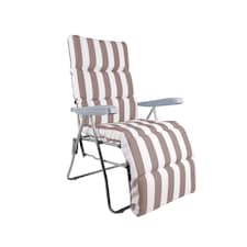 Groundlevel Garden Lounge Recliner Chair with Striped Cushion | Cream | Natural