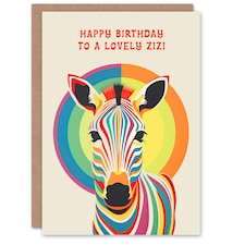 Lovely Zizi Rainbow Stripes Colourful Non Binary Birthday Card
