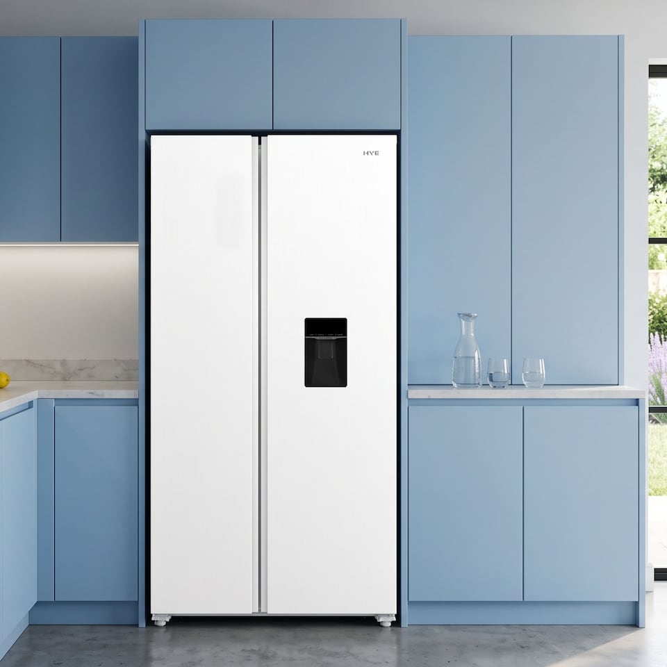 image 1 of HYE 529 Litre No Frost American Fridge Freezer with Non-Plumbed Water Dispenser, 91cm, White - RF01AMWD532W01