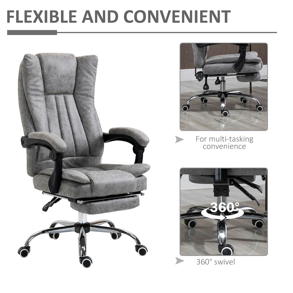 image 1 of Vinsetto Executive Office Chair Computer Desk Chair for Home w/ Footrest, Grey