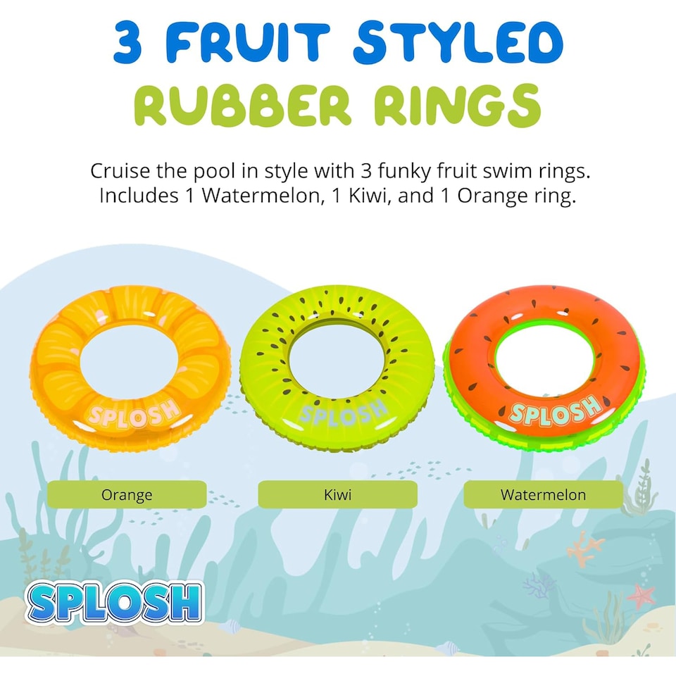 image 1 of Splosh Fruit Swim Rings - Set of 3