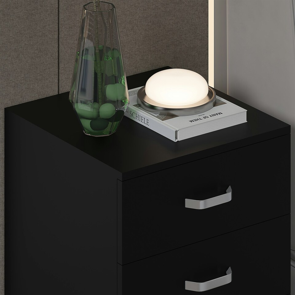 image 1 of FWStyle Tunis 3 Drawer Bedside Chest Matt Black