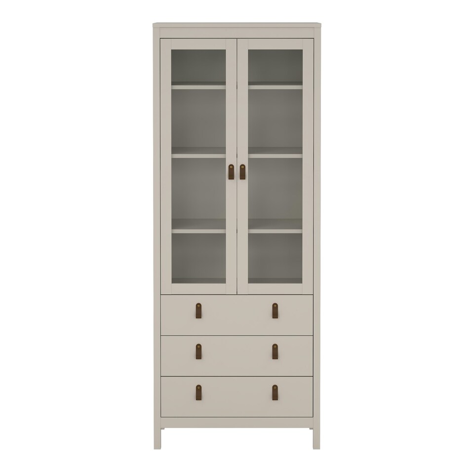 image 1 of Barcelona China Cabinet 2 Glass Doors with 3 Drawers in Cashmere Cream